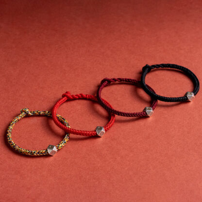 925 Sterling Silver Handmade Chinese Zodiac Natal Buddha Luck Protection Braided String Bracelet - 图片 2