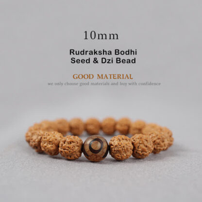 Buddha Stones Tibet Rudraksha Bodhi Seed Dzi Bead Amber Turquoise Wealth Bracelet - 图片 12