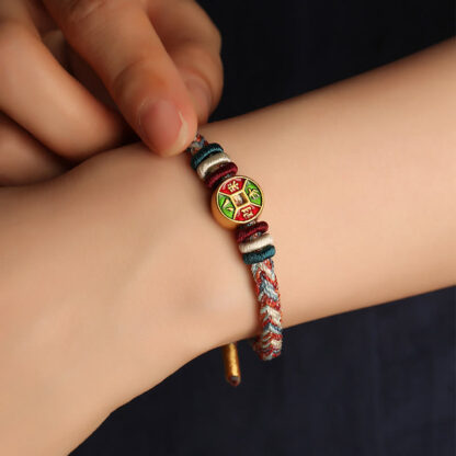 Colorful Rope Wealth Comes From All Directions Handmade Eight Thread Peace Knot Luck Bracelet - 图片 4