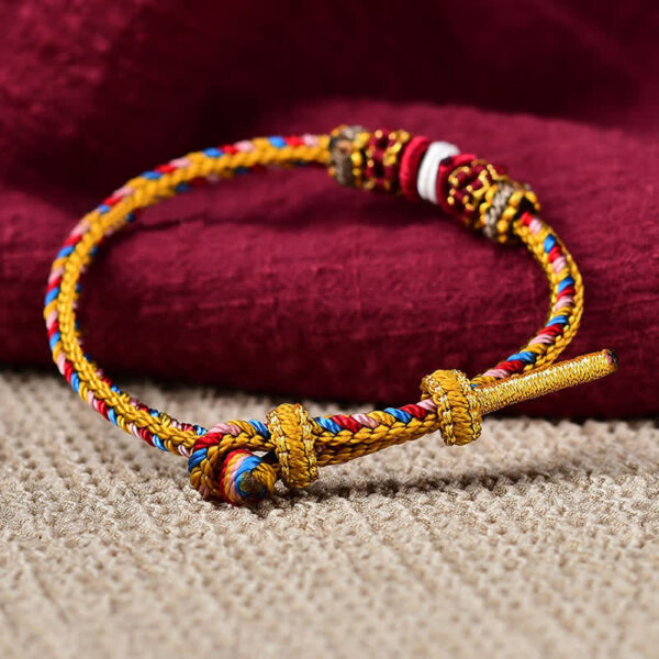 Buddha Stones Handmade Dunhuang Color Luck Braid String Bracelet - 图片 13