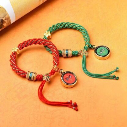 Tibet Handmade Five God Of Wealth Luck Thangka Amulet Prayer Wheel Flower Charm Weave String Bracelet - 图片 17