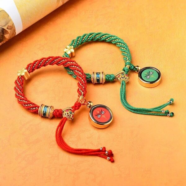 Tibet Handmade Five God Of Wealth Luck Thangka Amulet Prayer Wheel Flower Charm Weave String Bracelet - 图片 17