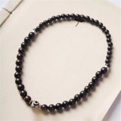 Tibet Ebony Wood Dzi Bead Balance Double Wrap Bracelet - 图片 2