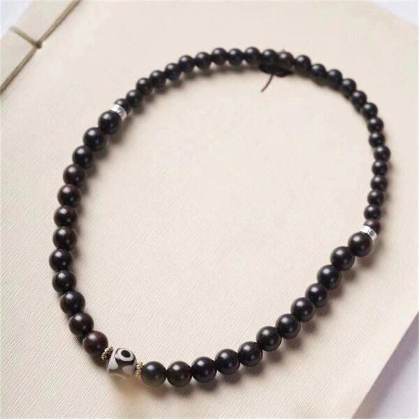 Tibet Ebony Wood Dzi Bead Balance Double Wrap Bracelet - 图片 2