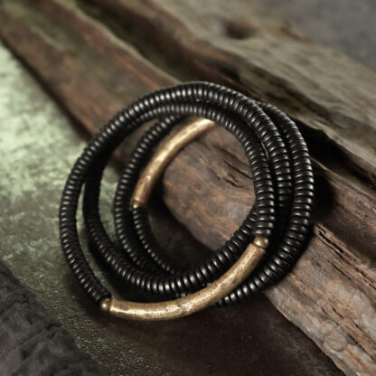 Ebony Wood Copper Balance Multilayered Bracelet - 图片 2