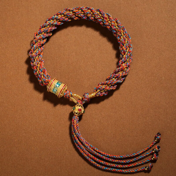 Buddha Stones Tibetan Handmade Luck Thangka Prayer Wheel Charm Weave String Bracelet - 图片 22