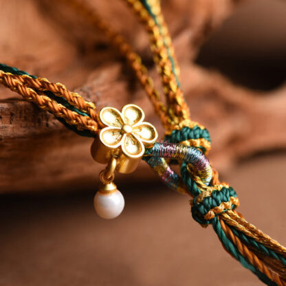 Tibetan Handmade Rope Liuli Glass Bead Braided Multilayered Healing Bracelet - 图片 7