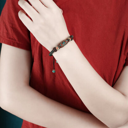 Buddha Stones Handmade Tibetan Turquoise Om Mani Padme Hum Strength Braided Bracelet - 图片 12