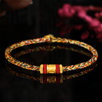 Tibet 999 Gold Om Mani Padme Hum Engraved Protection Lucky Bead Bracelet - 图片 10