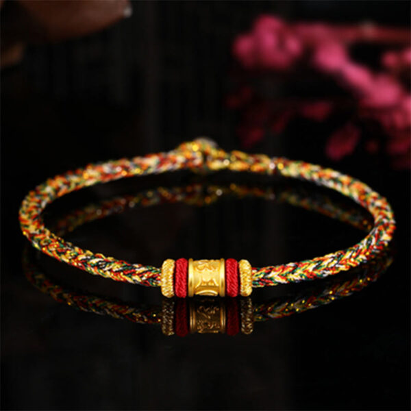 Tibet 999 Gold Om Mani Padme Hum Engraved Protection Lucky Bead Bracelet - 图片 10