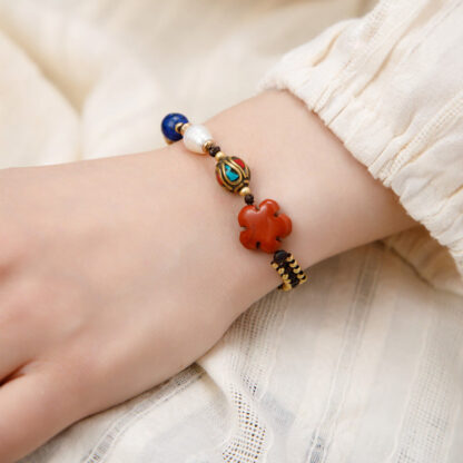 Buddha Stones Tibetan Turquoise Om Mani Padme Hum Protection Strength Bracelet - 图片 5