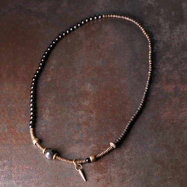 Buddha Stones Rainbow Obsidian Ebony Wood Copper Healing Triple Wrap Bracelet - 图片 8