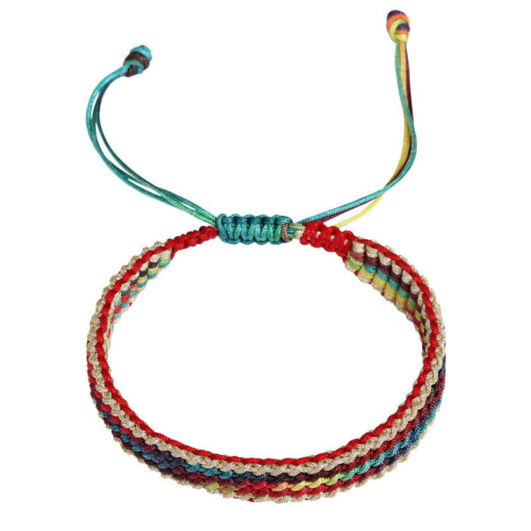 Buddha Stones Tibet Handmade Rainbow Multicolored Protection Braided String Bracelet - 图片 14