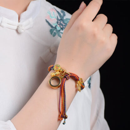 Buddha Stones Tibetan Om Mani Padme Hum Dreamcatcher Luck Colorful Reincarnation Knot String Bracelet - 图片 2