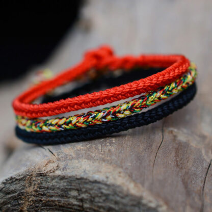 Buddha Stones Tibetan Handmade Eight Thread Peace Knot Protection Braided String Bracelet - 图片 2