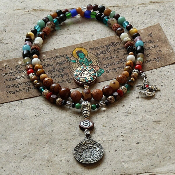 Buddha Stones Tibet 108 Mala Beads Nine Palaces Bagua Bodhi Seed Yak Bone Vajra Harmony Bracelet - 图片 17
