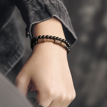 Buddha Stones Rainbow Obsidian Copper Love Double Wrap Bracelet - 图片 9