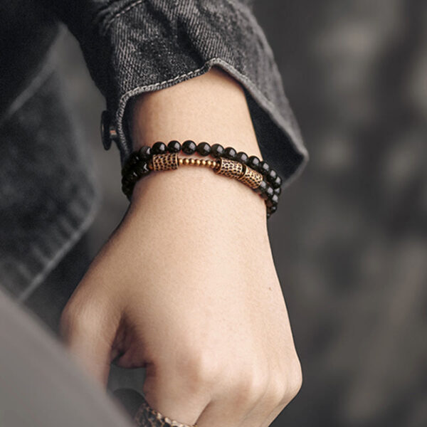 Buddha Stones Rainbow Obsidian Copper Love Double Wrap Bracelet - 图片 9