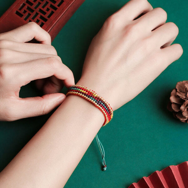 Buddha Stones Tibet Handmade Rainbow Multicolored Protection Braided String Bracelet - 图片 3