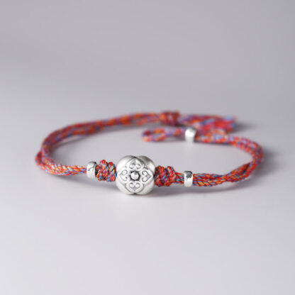 999 Sterling Silver Persimmon Luck Multicolored Braided Bracelet - 图片 19
