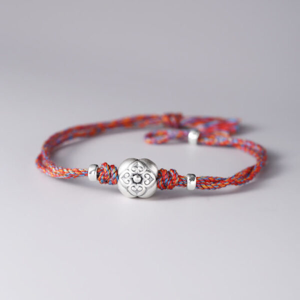 999 Sterling Silver Persimmon Luck Multicolored Braided Bracelet - 图片 19