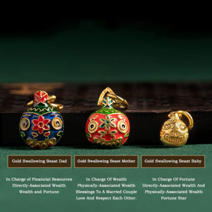 Gold Swallowing Beast Copper Coin Good Luck Charm Liuli Glass Bead Fortune Bracelet - 图片 6