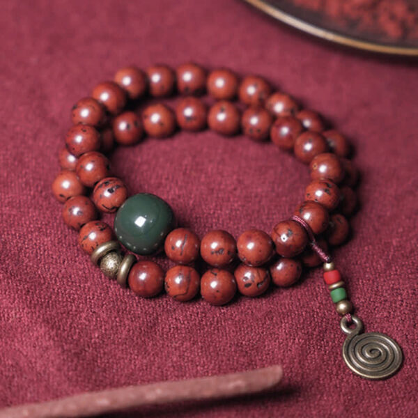 Buddha Stones Bodhi Seed Cyan Jade Copper Peace Luck Bracelet - 图片 9