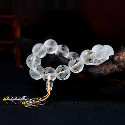 Tibet White Crystal Black Onyx Om Mani Padme Hum Meditation Bracelet - 图片 9