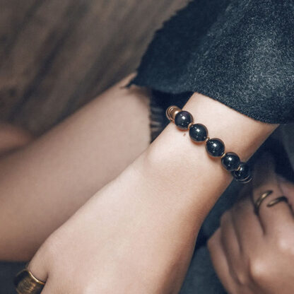 Buddha Stones Lava Rock Stone Rainbow Obsidian Copper Support Healing Bracelet - 图片 18