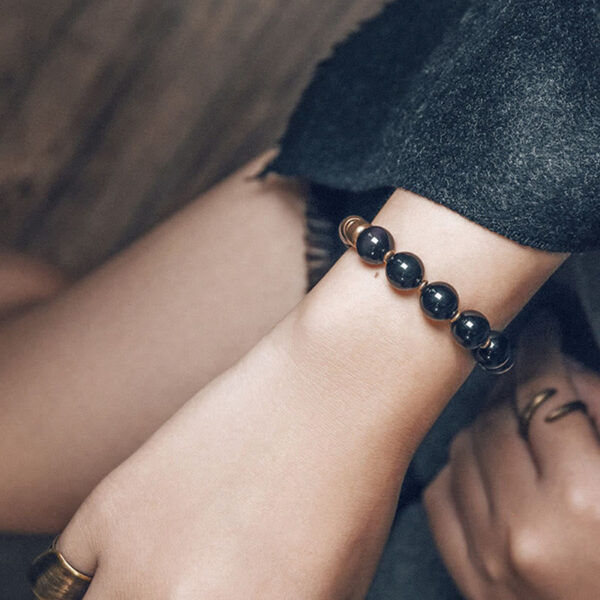 Buddha Stones Lava Rock Stone Rainbow Obsidian Copper Support Healing Bracelet - 图片 18