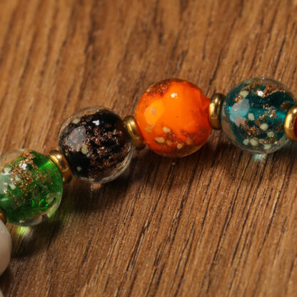 Tibetan Incense Ash Porcelain Luminous Fluorescent Liuli Glass Bead Gourd Copper Coin Charm Peace Bracelet - 图片 6