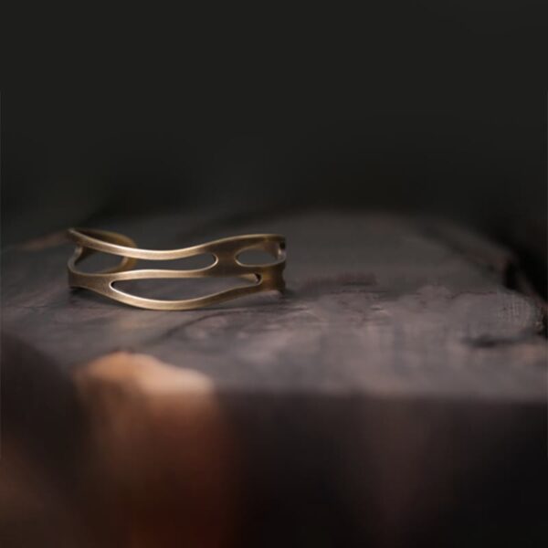 Vintage Curved Copper Brass Wealth Adjustable Cuff Bracelet Bangle - 图片 9