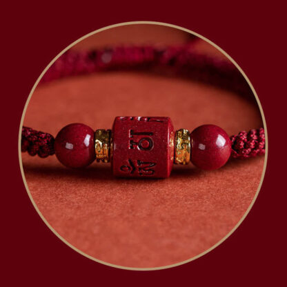 Tibet Cinnabar Om Mani Padme Hum Engraved Blessing Braided Bracelet - 图片 9