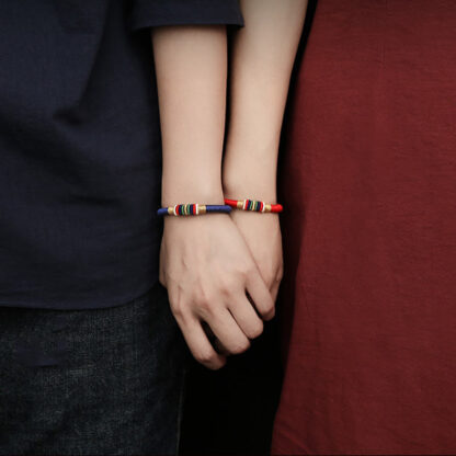 Buddha Stones Tibetan Handmade Colorful King Kong Knot Five Elements Luck Braid String Bracelet - 图片 3
