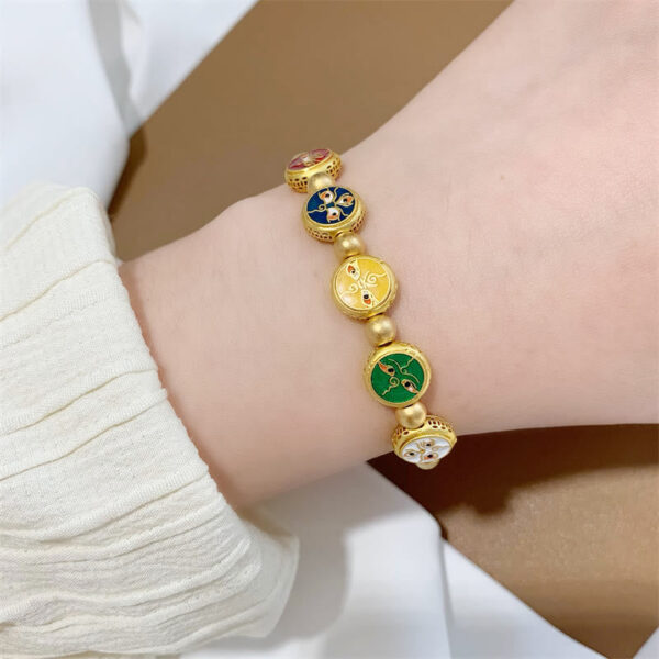 Tibetan Five God Of Wealth Copper Beads Luck Bracelet - 图片 9
