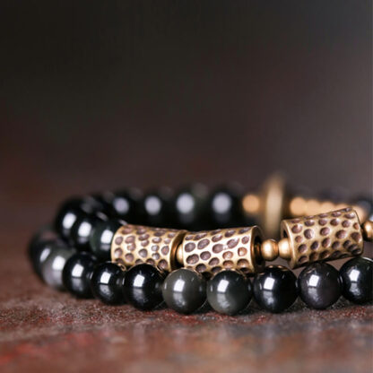 Buddha Stones Rainbow Obsidian Copper Love Double Wrap Bracelet - 图片 2