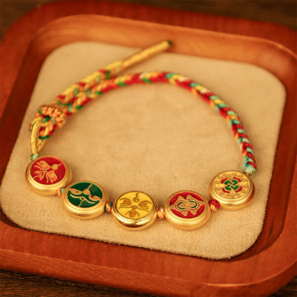 Tibetan Five God Of Wealth Colorful Rope Braided Luck Bracelet - 图片 12