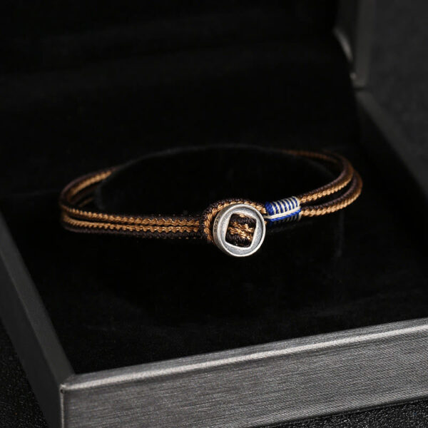 Buddha Stones  925 Sterling Silver Handmade Button Protection Weave String Bracelet - 图片 6