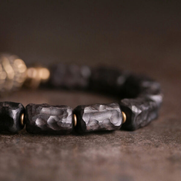 Buddha Stones Ebony Wood Copper Balance Protection Couple Bracelet - 图片 7