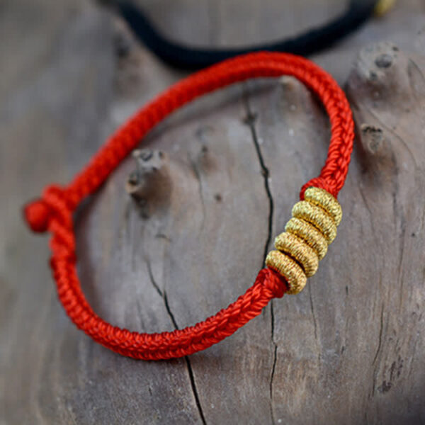 Buddha Stones Handmade Simple Design Chinese Knotting Luck Strength Braid String Bracelet - 图片 7