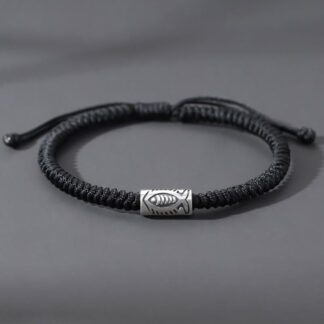 Tibet Koi Fish Wealth Black String Bracelet
