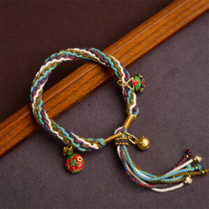 Handmade Gold Swallowing Beast Family Healing Reincarnation Knot Braid Bracelet