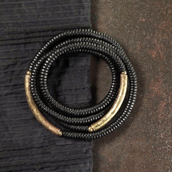 Ebony Wood Copper Balance Multilayered Bracelet - 图片 3