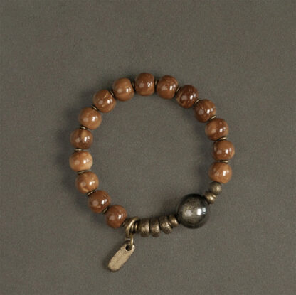 Kuka Seed Tiger Eye Gold Sheen Obsidian Copper Wealth Luck Bracelet - 图片 10