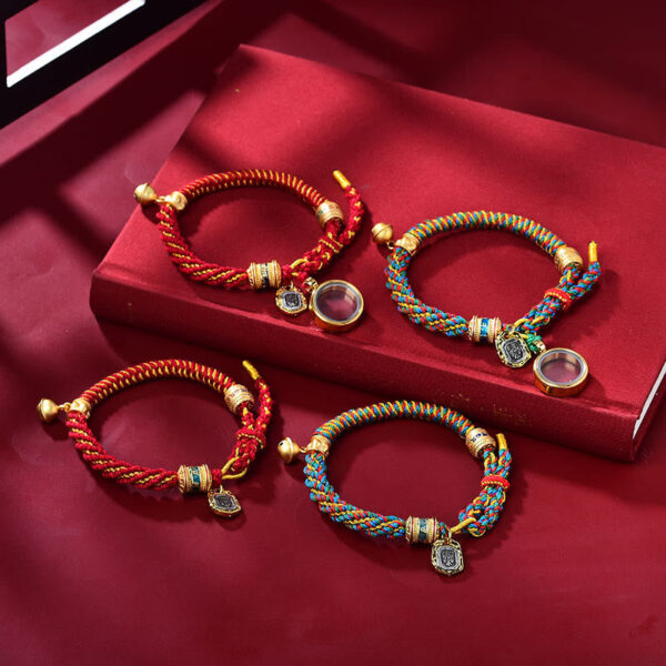 Tibetan Om Mani Padme Hum Carved Zakiram Goddess of Wealth Charm Amulet Bracelet - 图片 7