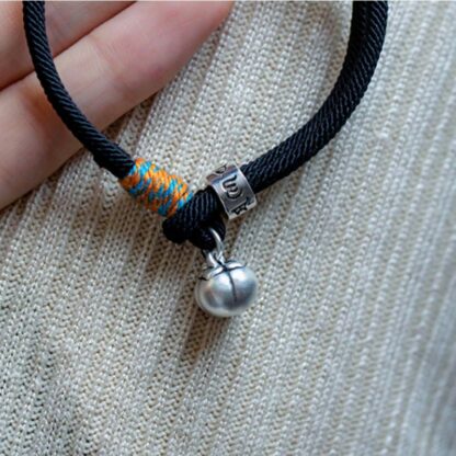 925 Sterling Silver Tibetan Handmade Om Mani Padme Hum Persimmon Charm Luck Protection Braided Bracelet - 图片 4
