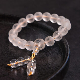 Tibet White Crystal Black Onyx Om Mani Padme Hum Meditation Bracelet
