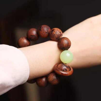 Buddha Stones Tibetan Rosewood Engraving Tiger Protection Bracelet - 图片 2