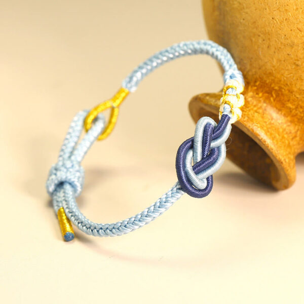 Handcrafted Eight Thread Peace Knot Peach Blossom Knot Luck Connection Bracelet - 图片 9