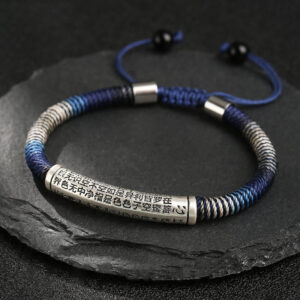 999 Sterling Silver Heart Sutra Calm Handmade Braided Bracelet